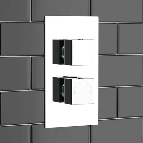 Milan Modern Square Concealed Twin Shower Valve - Chrome 4 Milan Modern Square Concealed Twin Shower Valve - Chrome - Image 3