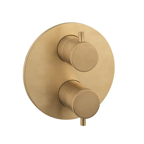 Crosswater MPRO Industrial Unlacquered Brushed Brass Crossbox 3 Outlet Trim Set 3 Crosswater MPRO Industrial Unlacquered Brushed Brass Crossbox 3 Outlet Trim Set