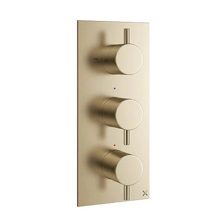 Crosswater MPRO Triple Concealed Thermostatic Shower Valve - Brushed Brass - PRO2000RF+ 3 Crosswater MPRO Triple Concealed Thermostatic Shower Valve - Brushed Brass - PRO2000RF+