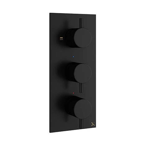 Crosswater MPRO Triple Concealed Thermostatic Shower Valve - Matt Black - PRO2000RM+ 3 Crosswater MPRO Triple Concealed Thermostatic Shower Valve - Matt Black - PRO2000RM+
