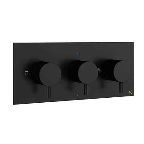 Crosswater MPRO Triple Concealed Thermostatic Shower Valve - Matt Black - PRO2001RM+ 3 Crosswater MPRO Triple Concealed Thermostatic Shower Valve - Matt Black - PRO2001RM+