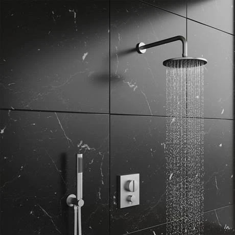 Crosswater MPRO Crossbox Push Brushed Stainless Steel Effect 2 Outlet Trim Set 4 Crosswater MPRO Crossbox Push Brushed Stainless Steel Effect 2 Outlet Trim Set - Image 2