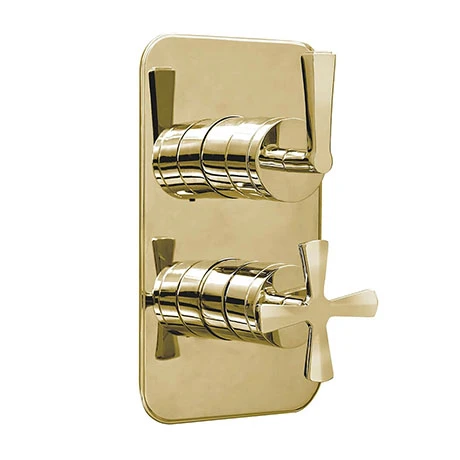 Burlington Riviera Gold Art Deco 2 Outlet Thermostatic Concealed Shower Valve 3 Burlington Riviera Gold Art Deco 2 Outlet Thermostatic Concealed Shower Valve