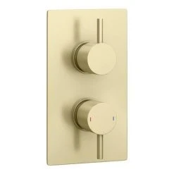Arezzo Brushed Brass Round Shower Package with Concealed Valve + Ceiling Mounted Head -ShowerLux Shop RD2BBPKCM detail2 460