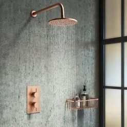Arezzo Rose Gold Round Shower Package with Concealed Valve + Head