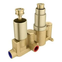 Arezzo Brushed Brass Twin Concealed Shower Valve inc. 300mm Head + 200mm Ceiling Mounted Arm 9 Arezzo Brushed Brass Twin Concealed Shower Valve inc. 300mm Head + 200mm Ceiling Mounted Arm -ShowerLux Shop RD32BBPKCM d2 460