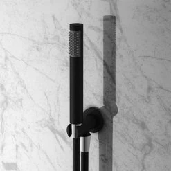 Arezzo Matt Black Round Triple Thermostatic Shower Pack with Head + Handset -ShowerLux Shop RD3BLKPK detail1 460