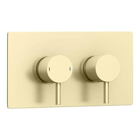 Arezzo Brushed Brass Round Thermostatic Shower Pack with Head + Handset 7 Arezzo Brushed Brass Round Thermostatic Shower Pack with Head + Handset - Image 5