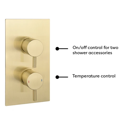 Arezzo Brushed Brass Round Thermostatic Shower Pack with Head + Handset 8 Arezzo Brushed Brass Round Thermostatic Shower Pack with Head + Handset - Image 6