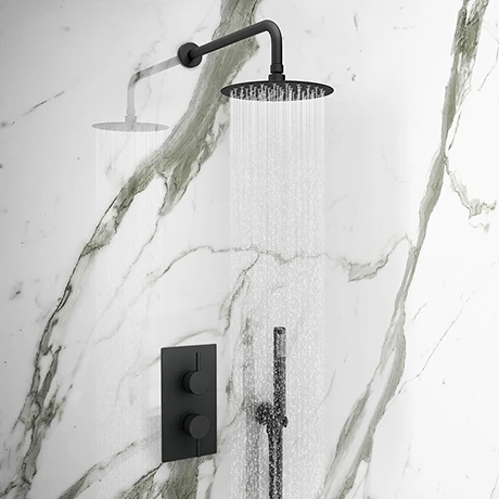 Arezzo Matt Black Round Thermostatic Shower Pack with Head + Handset 3 Arezzo Matt Black Round Thermostatic Shower Pack with Head + Handset