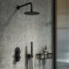 Arezzo Matt Black Round Thermostatic Shower Pack with Head + Handset (Oval Backplate) 1 Arezzo Matt Black Round Thermostatic Shower Pack with Head + Handset (Oval Backplate) -ShowerLux Shop RD4MBPKR p
