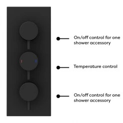 Arezzo Round Modern Triple Concealed Shower Valve - Matt Black 12 Arezzo Round Modern Triple Concealed Shower Valve - Matt Black -ShowerLux Shop RTSV BLK n d1 460