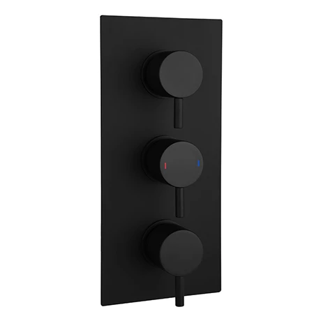 Arezzo Round Modern Triple Concealed Shower Valve - Matt Black 3 Arezzo Round Modern Triple Concealed Shower Valve - Matt Black