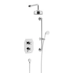 Heritage Glastonbury Recessed Shower with Premium Fixed Head & Flexible Riser Kit - Chrome - SGDUAL03