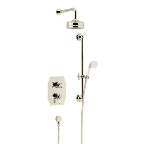 Heritage Glastonbury Recessed Shower with Premium Fixed Head & Flexible Riser Kit - Vintage Gold - SGDUAL04 3 Heritage Glastonbury Recessed Shower with Premium Fixed Head & Flexible Riser Kit - Vintage Gold - SGDUAL04
