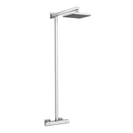 Modern Square Thermostatic Bar Shower Valve & Riser Kit - Chrome 4 Modern Square Thermostatic Bar Shower Valve & Riser Kit - Chrome - Image 2