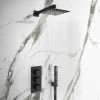 Arezzo Matt Black Square Triple Thermostatic Shower Pack with Head + Handset 2 Arezzo Matt Black Square Triple Thermostatic Shower Pack with Head + Handset -ShowerLux Shop SQ3BLKPK nw p