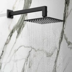 Arezzo Matt Black Square Shower Package (inc. Valve, 200 x 200 Square Head and 90-Degree Bend Arm) -ShowerLux Shop SQ4BLKPK n detail1 460