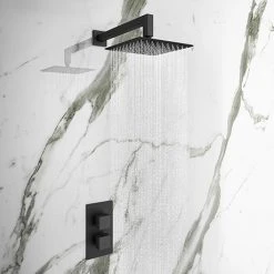 Arezzo Matt Black Square Shower Package (inc. Valve, 200 x 200 Square Head and 90-Degree Bend Arm)