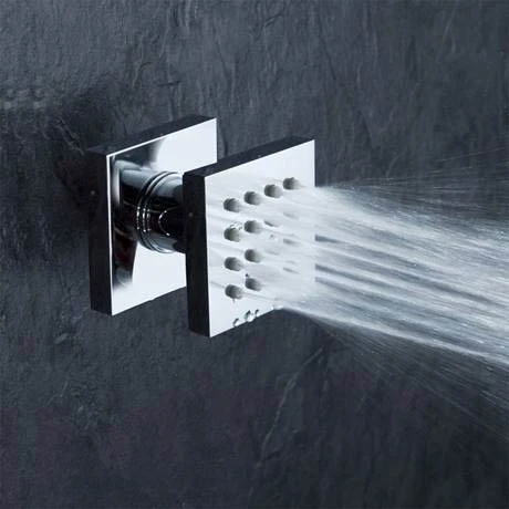 Modern Square Triple Shower Valve, Ceiling Mounted Square Shower Head & 6 Body Jets 4 Modern Square Triple Shower Valve, Ceiling Mounted Square Shower Head & 6 Body Jets - Image 2
