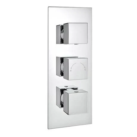 Modern Square Triple Shower Valve, Ceiling Mounted Square Shower Head & 6 Body Jets 8 Modern Square Triple Shower Valve, Ceiling Mounted Square Shower Head & 6 Body Jets - Image 6