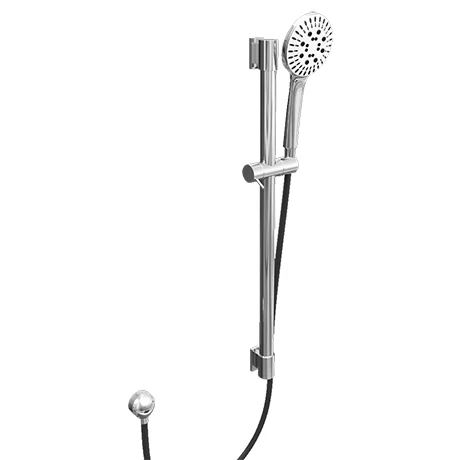 Round Slide Rail Kit with Flat White Shower Head - Chrome 3 Round Slide Rail Kit with Flat White Shower Head - Chrome