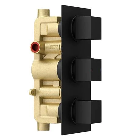 Arezzo Square Modern Triple Concealed Shower Valve - Matt Black 8 Arezzo Square Modern Triple Concealed Shower Valve - Matt Black - Image 6