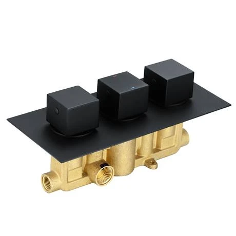 Arezzo Square Modern Triple Concealed Shower Valve - Matt Black 4 Arezzo Square Modern Triple Concealed Shower Valve - Matt Black - Image 2