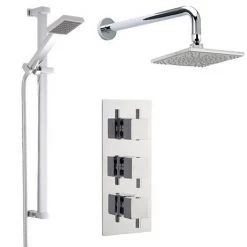 Modern Concealed Shower Valve w/ Slide Rail Kit & Wall Mounted Fixed Head