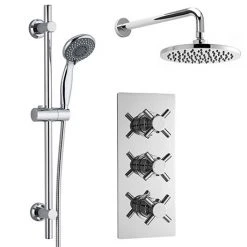 Minimalist Concealed Shower Valve w/ Slide Rail Kit & Wall Mounted Fixed Head