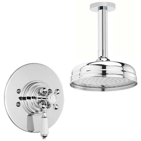 Ultra Beaumont Dual Concealed Thermostatic Shower Valve + Ceiling Mounted 8" Rose 3 Ultra Beaumont Dual Concealed Thermostatic Shower Valve + Ceiling Mounted 8" Rose