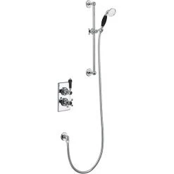 Burlington Trent Black Thermostatic Concealed Single Outlet Shower Valve with Slide Rail, Hose & Handset