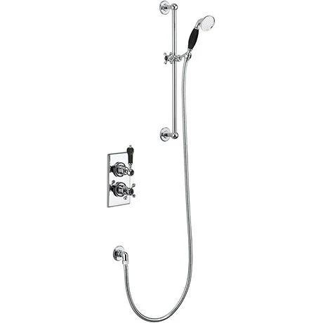 Burlington Trent Black Thermostatic Concealed Single Outlet Shower Valve with Slide Rail, Hose & Handset 3 Burlington Trent Black Thermostatic Concealed Single Outlet Shower Valve with Slide Rail, Hose & Handset