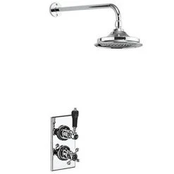 Burlington Trent Black Thermostatic Concealed Single Outlet Shower Valve with 6" Fixed Head