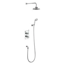Burlington Trent Thermostatic Concealed Two Outlet Diverter Shower Valve, Hose & Handset with Fixed Shower Head