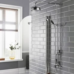 Hudson Reed Topaz Black Exposed Valve inc. Rigid Riser Kit, Diverter, 8" Shower Rose & Handset