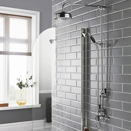 Hudson Reed Topaz Black Exposed Valve inc. Rigid Riser Kit, Diverter, 8" Shower Rose & Handset 3 Hudson Reed Topaz Black Exposed Valve inc. Rigid Riser Kit, Diverter, 8" Shower Rose & Handset