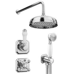 Trafalgar Traditional Concealed Individual Diverter + Thermostatic Control Valve with Handset + 8" Shower Head 13 Trafalgar Traditional Concealed Individual Diverter + Thermostatic Control Valve with Handset + 8" Shower Head -ShowerLux Shop TRA ISV PK2 d5 460