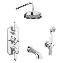 Trafalgar Traditional Shower Package with Fixed Head, Handset + Bath Spout -ShowerLux Shop TRADPK02 d2 460