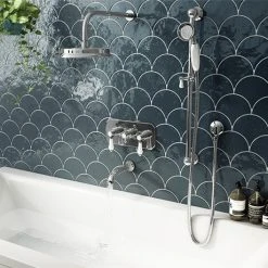 Trafalgar Traditional Shower Package with Fixed Head, Slide Rail Kit + Bath Spout