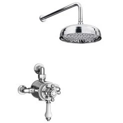 Trafalgar Dual Exposed Thermostatic Shower Pack (inc. Valve, Elbow + Fixed Shower Head)