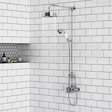 Trafalgar Traditional Luxury Rigid Riser Kit with Diverter + Dual Exposed Shower Valve 3 Trafalgar Traditional Luxury Rigid Riser Kit with Diverter + Dual Exposed Shower Valve