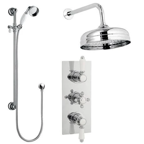 Traditional Concealed Shower Valve w. Slide Rail Kit & Wall Mounted Fixed Head 3 Traditional Concealed Shower Valve w. Slide Rail Kit & Wall Mounted Fixed Head