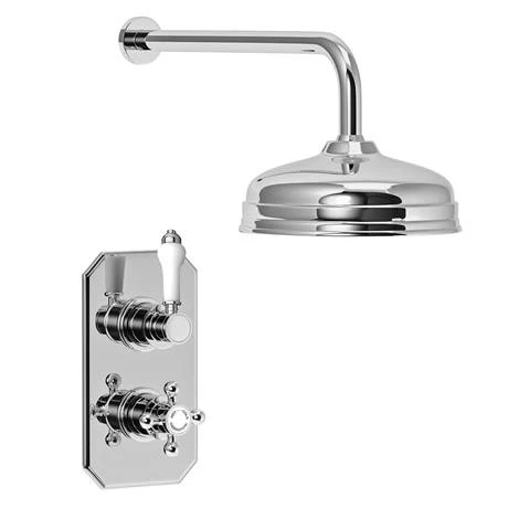 Trafalgar Traditional Twin Concealed Thermostatic Shower Valve inc. 8" Apron Fixed Head 4 Trafalgar Traditional Twin Concealed Thermostatic Shower Valve inc. 8" Apron Fixed Head - Image 2