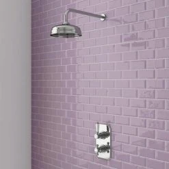 Trafalgar Traditional Twin Concealed Thermostatic Shower Valve inc. 8" Apron Fixed Head