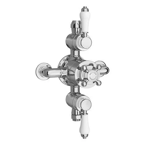 Trafalgar Triple Exposed Thermostatic Shower Valve + Slider Rail Kit with Rigid Riser 4 Trafalgar Triple Exposed Thermostatic Shower Valve + Slider Rail Kit with Rigid Riser - Image 2