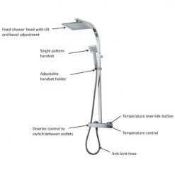 Triton Tees Thermostatic Bar Shower Mixer with Diverter & Kit - Chrome - UNTEBMDIV 12 Triton Tees Thermostatic Bar Shower Mixer with Diverter & Kit - Chrome - UNTEBMDIV -ShowerLux Shop UNTEBMDIV D4 460