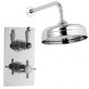 Hudson Reed Beaumont Twin Concealed Thermostatic Valve w/ 8" Apron Fixed Head 2 Hudson Reed Beaumont Twin Concealed Thermostatic Valve w/ 8" Apron Fixed Head -ShowerLux Shop Ultra Beaumont Twin Concealed Thermostatic Valve with 8 inch Apron Fixed Shower Head Chrome Medium