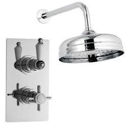 Hudson Reed Beaumont Twin Concealed Thermostatic Valve w/ 8" Apron Fixed Head