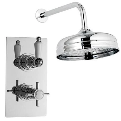 Hudson Reed Beaumont Twin Concealed Thermostatic Valve w/ 8" Apron Fixed Head 3 Hudson Reed Beaumont Twin Concealed Thermostatic Valve w/ 8" Apron Fixed Head